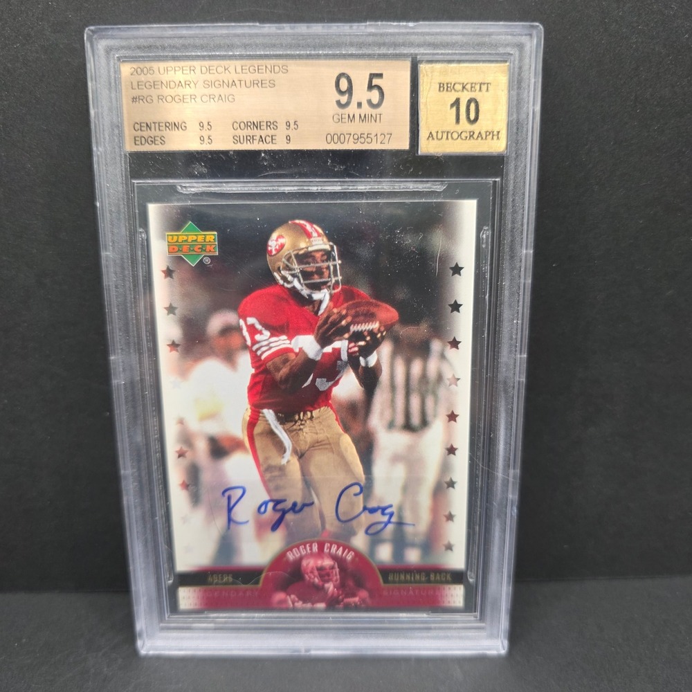 Upper Deck Legends Roger Craig Football Card BGS 9.5 Auto 10 49ers Signatures